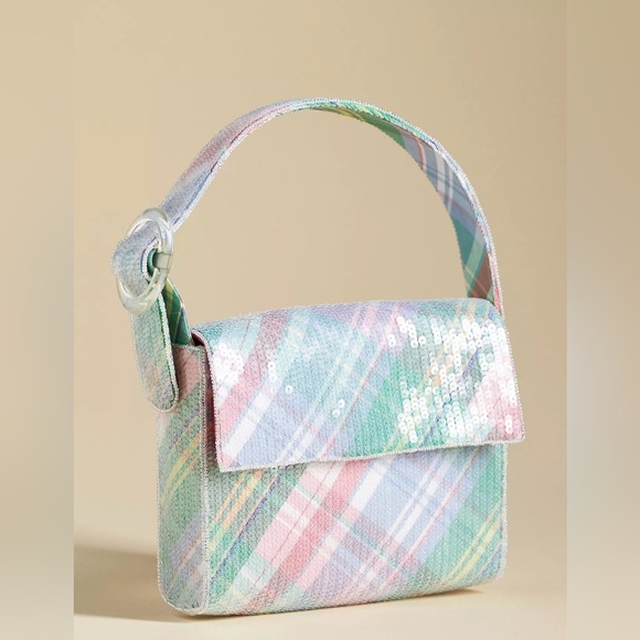 Anthropologie Handbags - Anthropologie x Maeve Pastel Plaid Sequin Handbag, Blue Motif, NWOT